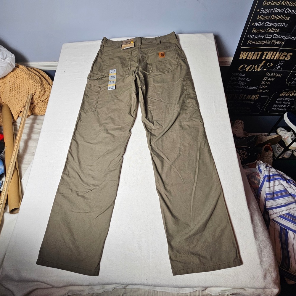 Carhartt B151-LBR Men 35x34 Loose Original Fit Canvas Work Dungaree Pants Brown - Picture 2 of 7